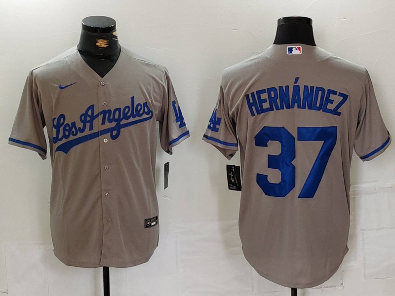 Men's Los Angeles Dodgers Teoscar Hernandez #37 Gray Jersey